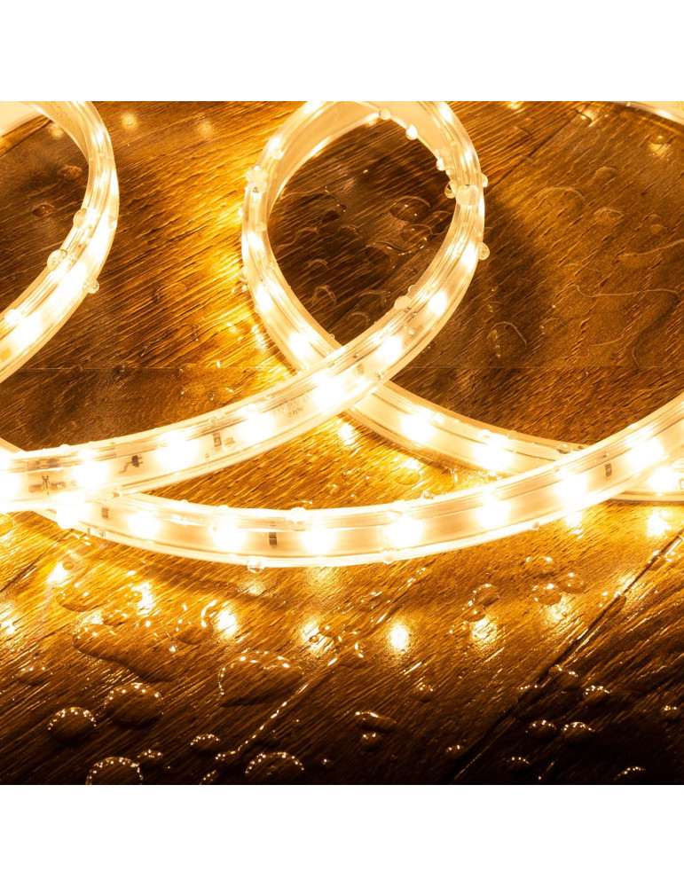 Ruban LED 220V SMD2835 60LED/m Blanc Chaud IP65 Largeur 12mm Coupe tous les 100cm