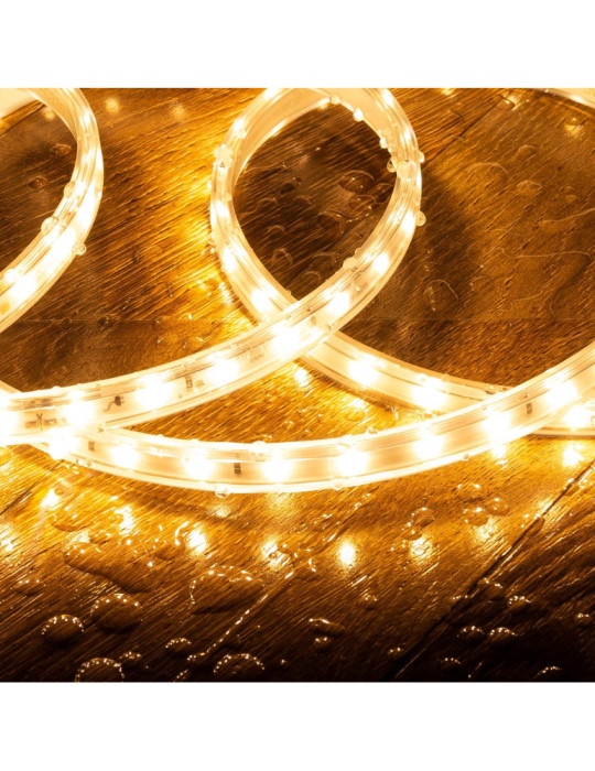 Ruban LED 220V SMD2835 60LED/m Blanc Chaud IP65 Largeur 12mm Coupe tous les 100cm