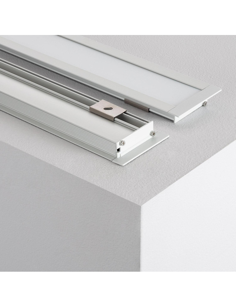 Profilé Aluminium Encastrable 1m Lumière Diffuse pour Rubans LED  jusqu'à 10mm
