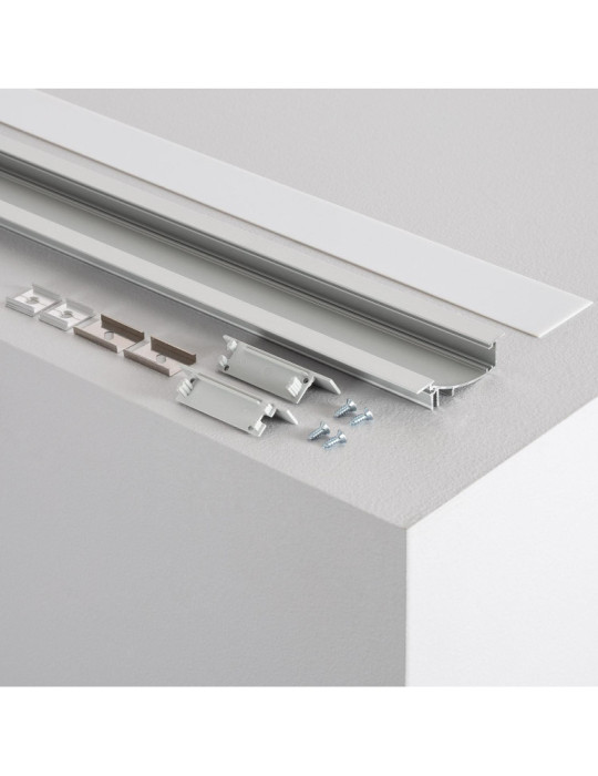 Profilé Aluminium Encastrable 1m Lumière Diffuse pour Rubans LED  jusqu'à 10mm