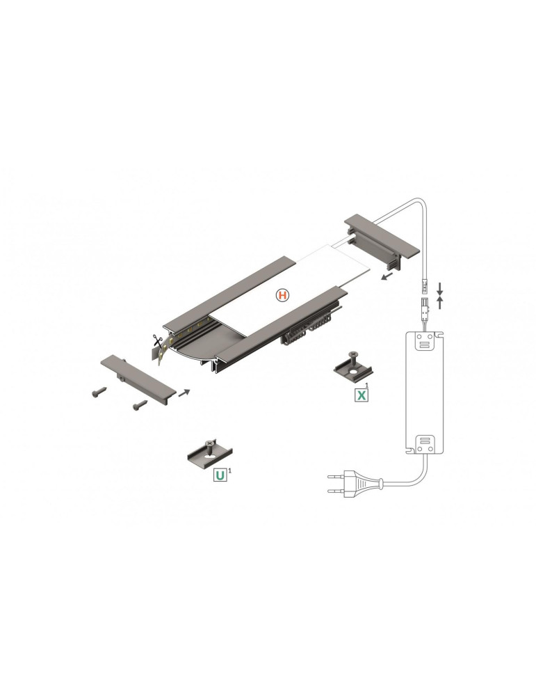 Profilé Aluminium Encastrable 1m Lumière Diffuse pour Rubans LED  jusqu'à 10mm