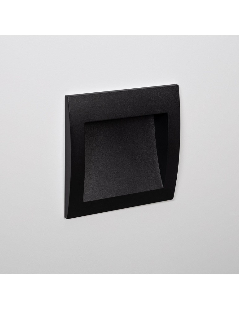 Balise LED Extérieure 4W Encastrable au Mur Carrée Natt Noire