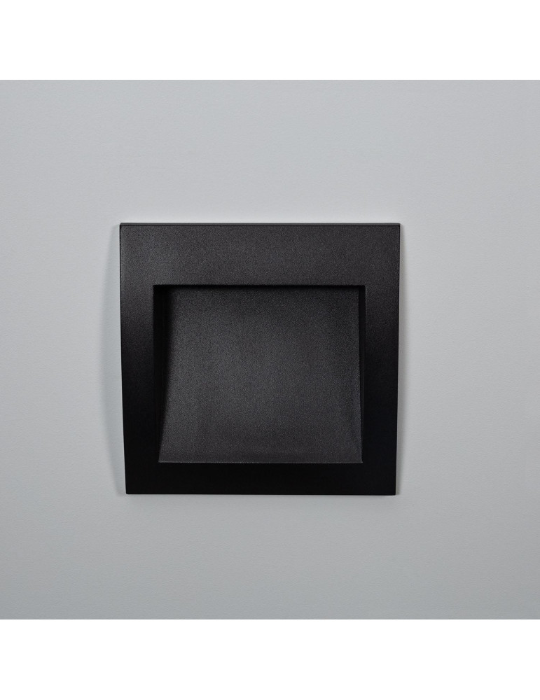 Balise LED Extérieure 4W Encastrable au Mur Carrée Natt Noire