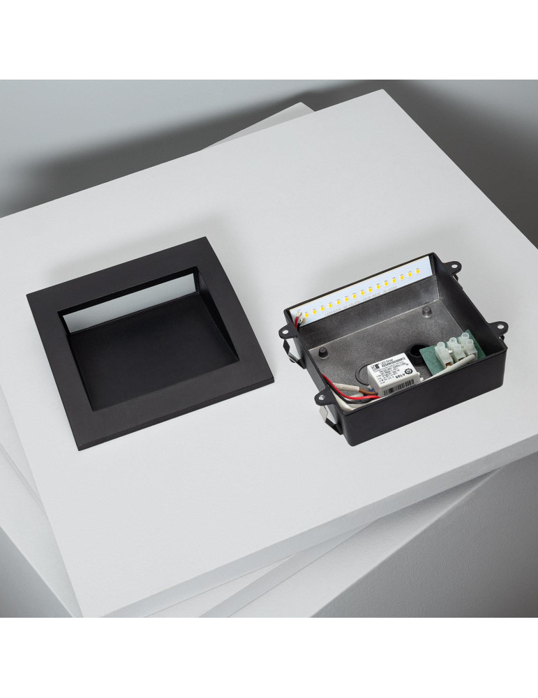 Balise LED Extérieure 4W Encastrable au Mur Carrée Natt Noire