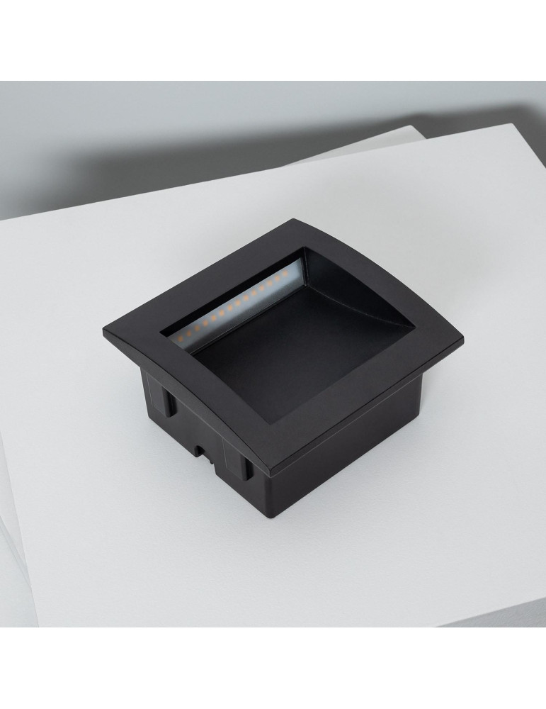 Balise LED Extérieure 4W Encastrable au Mur Carrée Natt Noire