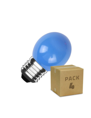 Pack 4 Ampoules LED E27 3W 300 lm G45 Bleu