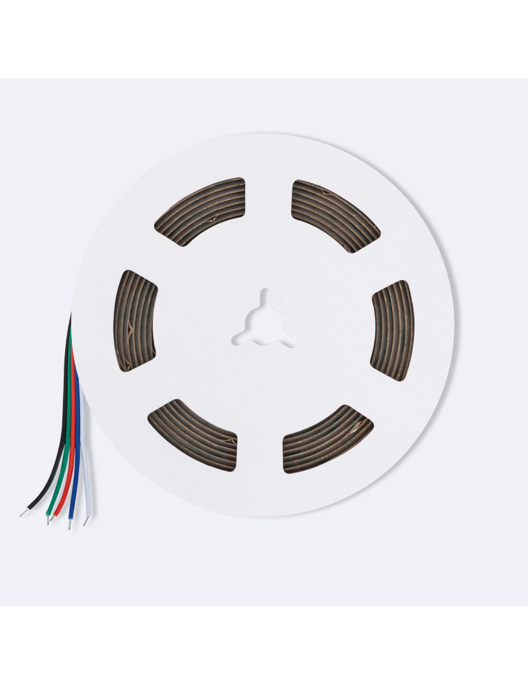 Ruban LED RGBW 24V DC COB 420 LED/m 5m IP20 CRI90 Largeur 12mm Coupe 5 cm