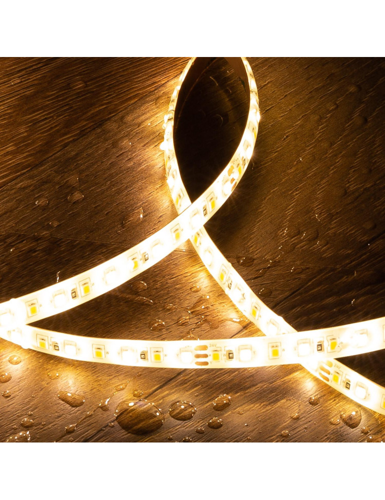 Ruban LED CCT 24V DC SMD2835 60LED/m 5m IP65 Largeur 10mm Coupe 5cm