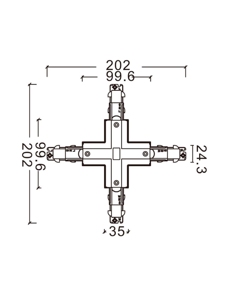 Connecteur Type X pour Rail Triphasé DALI