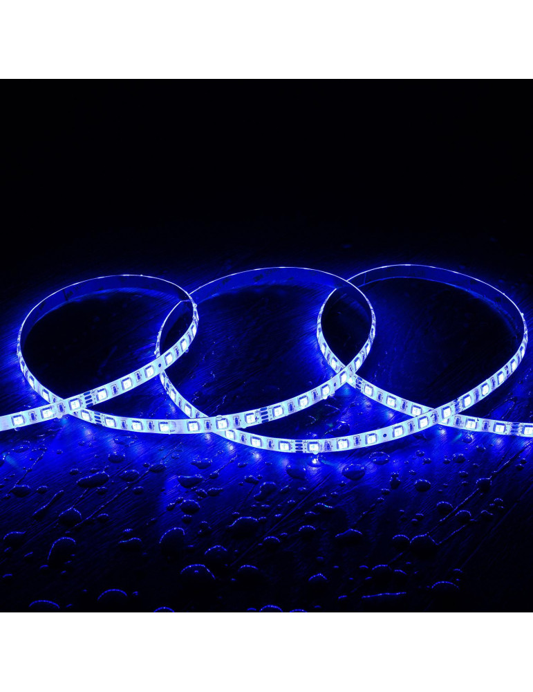 Ruban LED RGB 24V DC SMD5050 60LED/m 5m IP65 Largeur 10mm Coupe 10cm