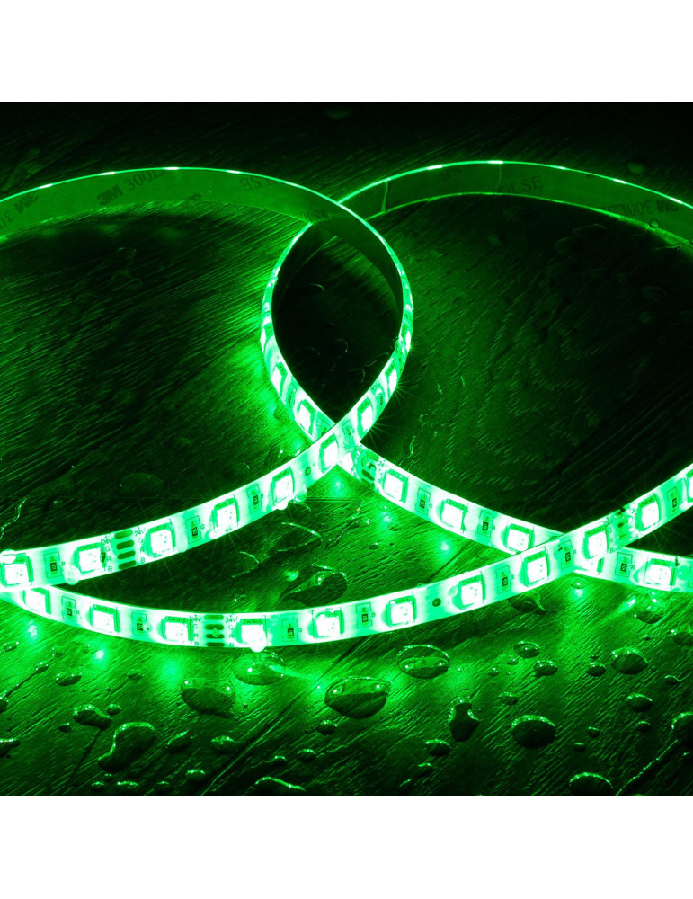 Ruban LED RGB 24V DC SMD5050 60LED/m 5m IP65 Largeur 10mm Coupe 10cm