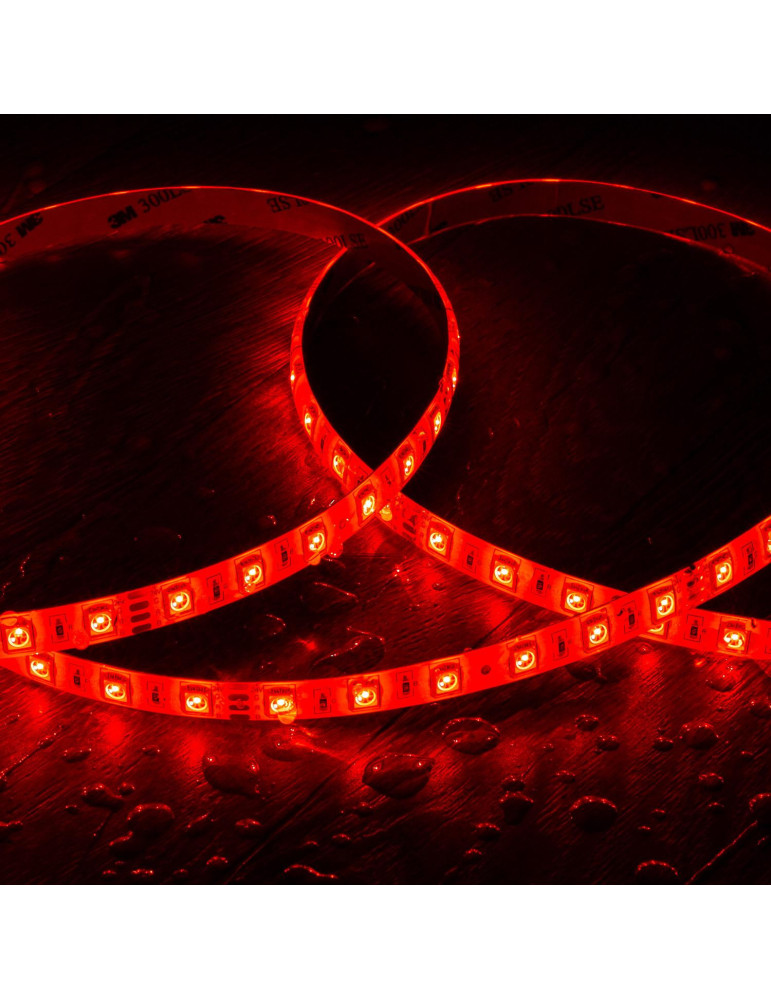 Ruban LED RGB 24V DC SMD5050 60LED/m 5m IP65 Largeur 10mm Coupe 10cm