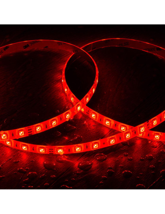Ruban LED RGB 24V DC SMD5050 60LED/m 5m IP65 Largeur 10mm Coupe 10cm