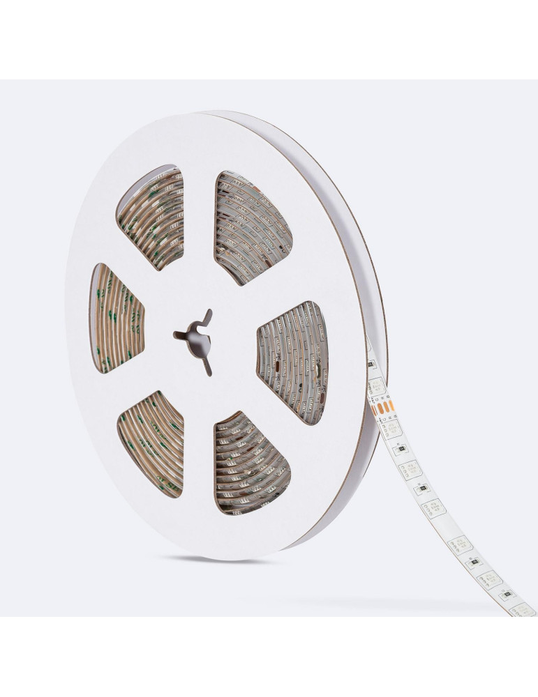 Ruban LED RGB 24V DC SMD5050 60LED/m 5m IP65 Largeur 10mm Coupe 10cm