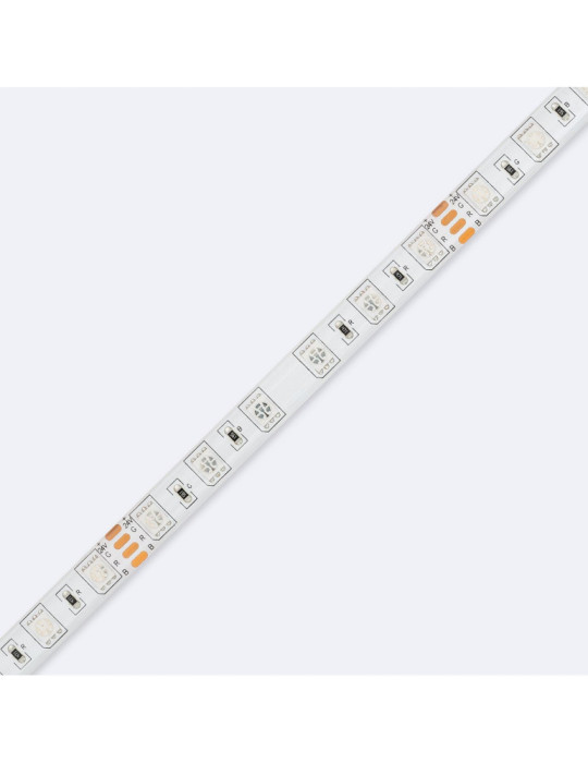 Ruban LED RGB 24V DC SMD5050 60LED/m 5m IP65 Largeur 10mm Coupe 10cm