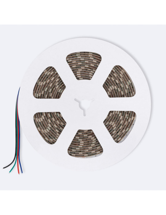 Ruban LED RGB 24V DC SMD5050 60LED/m 5m IP65 Largeur 10mm Coupe 10cm