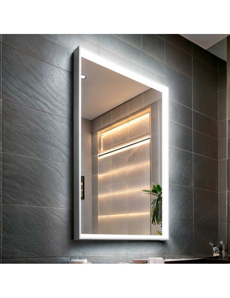 Miroir Salle de Bain avec Éclairage LED Anti-buée 80x60 cm Maia