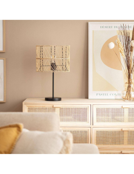 Lampe à Poser Rotin Carrere