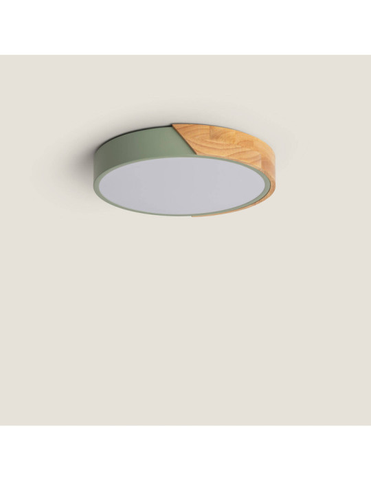 Plafonnier LED Rond Bois 18W CCT Sélectionnable Semi-Dari Ø320 mm Plafonnier LED Rond Bois 18W CCT Sélectionnable Semi-Dari Ø320 mm