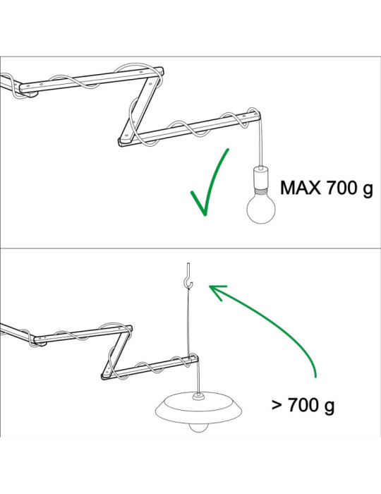 Support Mural Réglable en Bois Pinocchio XL pour Lampes Murales Creative-Cables Modèle PINOCCHIOXL01