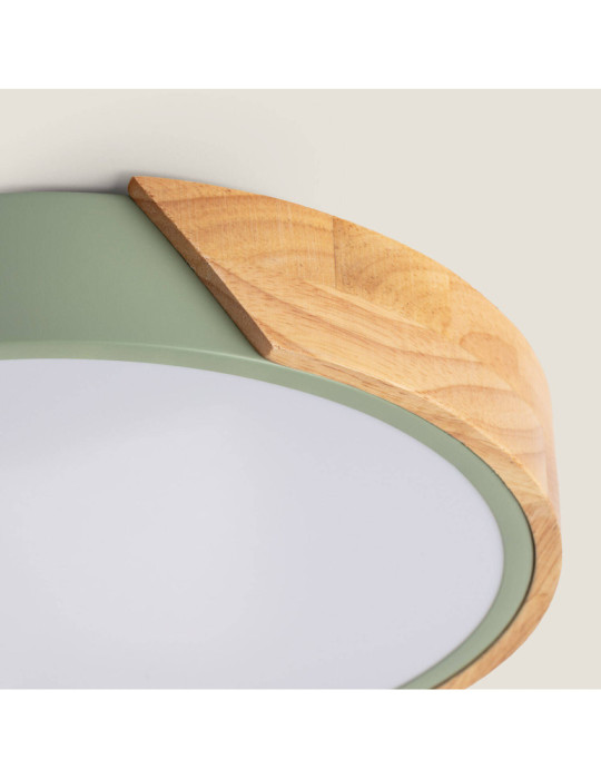 Plafonnier LED Rond Bois 18W CCT Sélectionnable Semi-Dari Ø320 mm