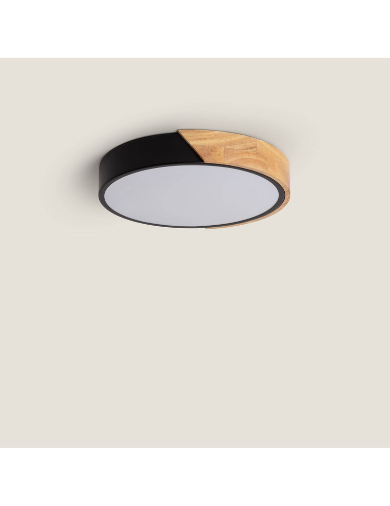 Plafonnier LED Rond Bois 18W CCT Sélectionnable Semi-Dari Ø320 mm Plafonnier LED Rond Bois 18W CCT Sélectionnable Semi-Dari Ø320 mm