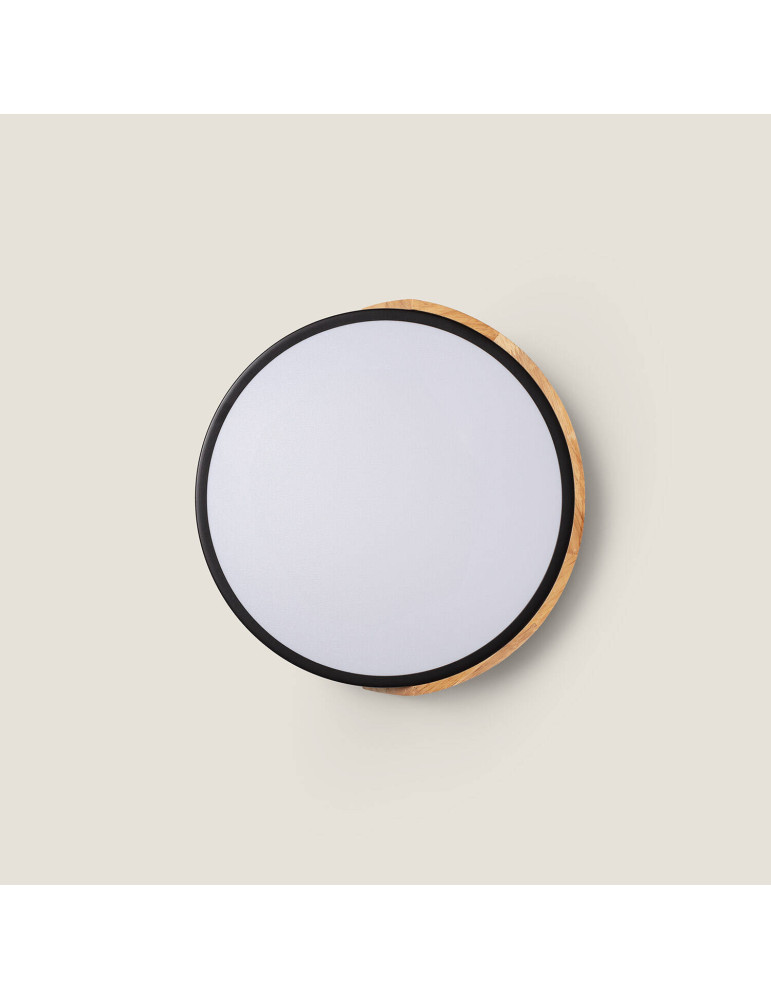 Plafonnier LED Rond Bois 18W CCT Sélectionnable Semi-Dari Ø320 mm