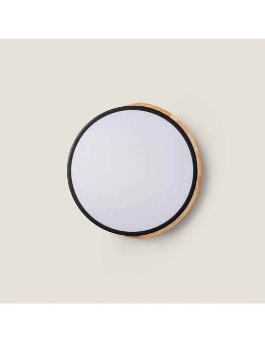 Plafonnier LED Rond Bois 18W CCT Sélectionnable Semi-Dari Ø320 mm