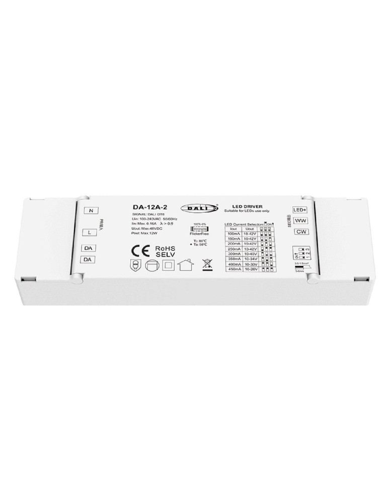 Driver Dimmable DALI 10-42V DC 100-450mA 12W