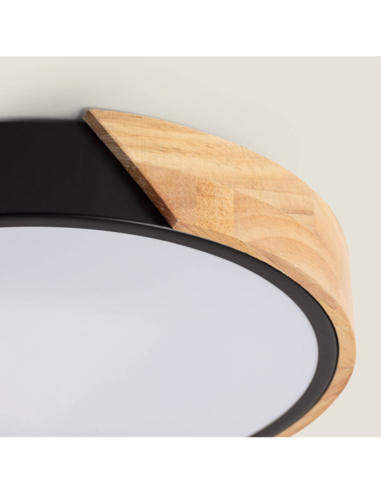 Plafonnier LED Rond Bois 18W CCT Sélectionnable Semi-Dari Ø320 mm