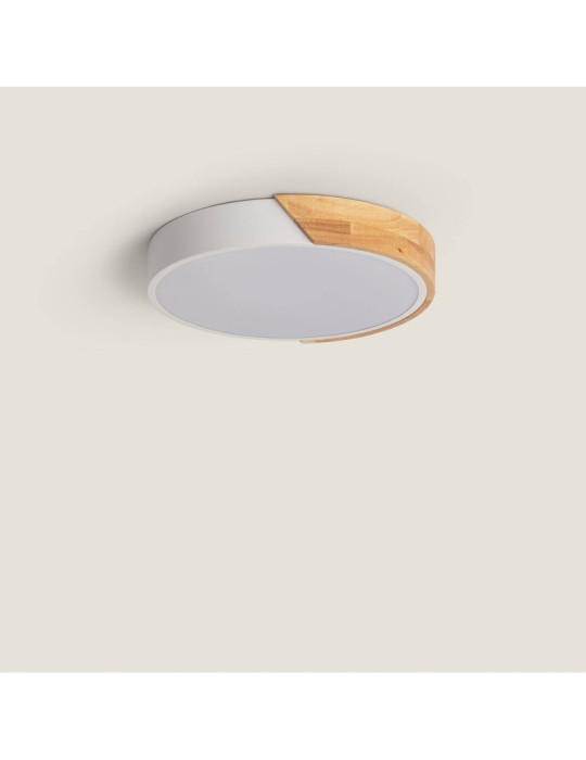 Plafonnier LED Rond Bois 18W CCT Sélectionnable Semi-Dari Ø320 mm Plafonnier LED Rond Bois 18W CCT Sélectionnable Semi-Dari Ø320 mm