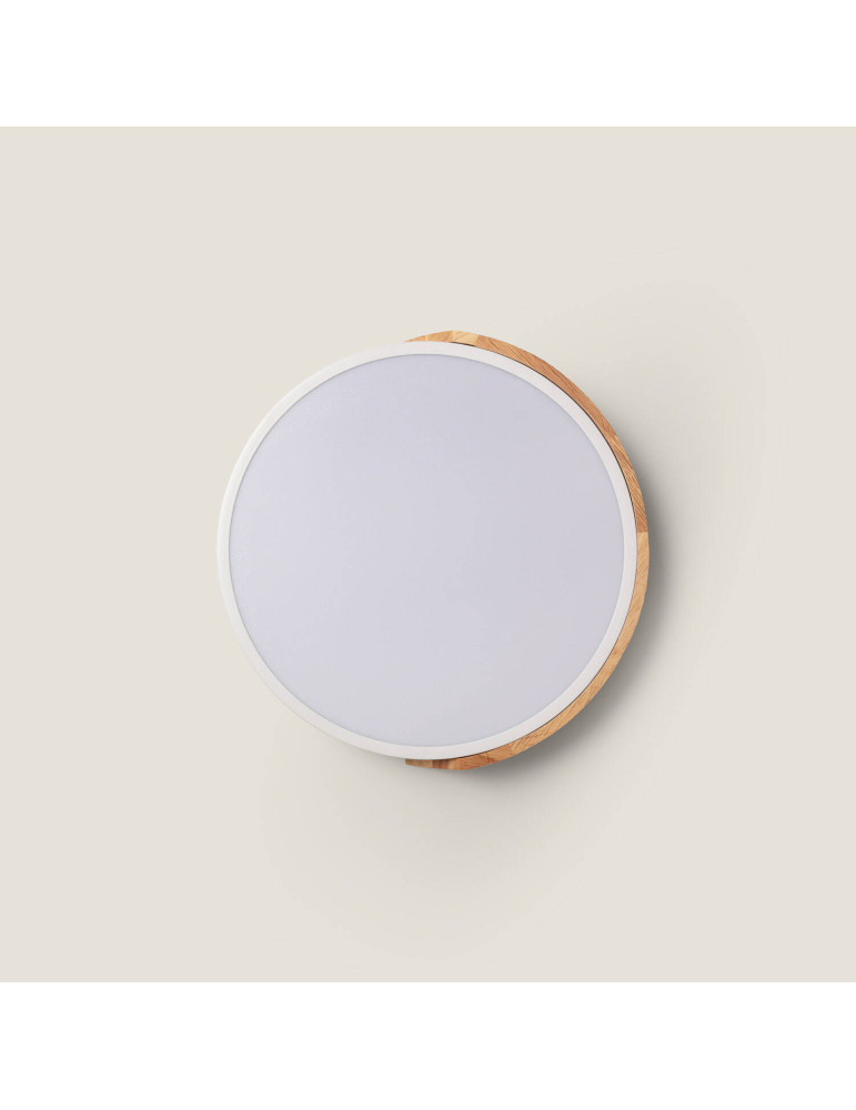 Plafonnier LED Rond Bois 18W CCT Sélectionnable Semi-Dari Ø320 mm