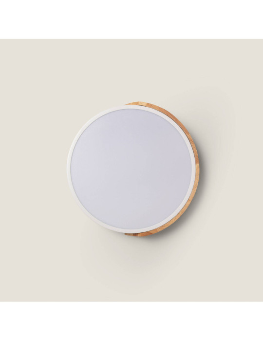 Plafonnier LED Rond Bois 18W CCT Sélectionnable Semi-Dari Ø320 mm