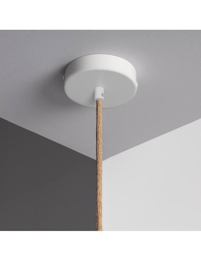 Support à Douille pour Suspension avec Câble Textile Naturel et Blanc