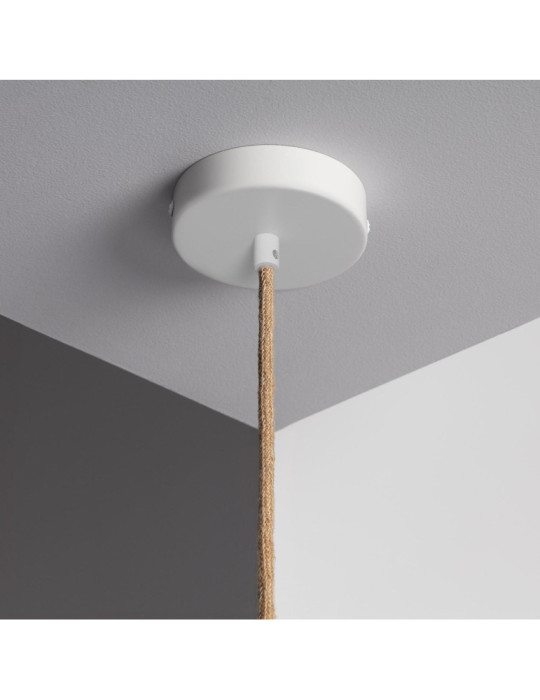 Support à Douille pour Suspension avec Câble Textile Naturel et Blanc
