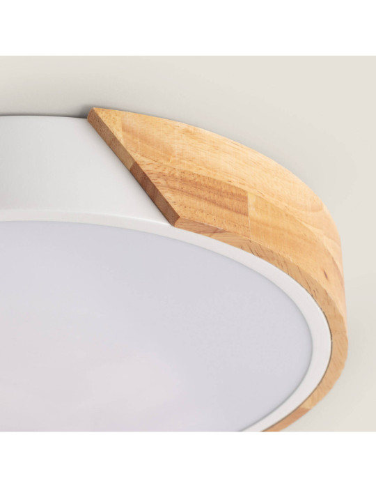 Plafonnier LED Rond Bois 18W CCT Sélectionnable Semi-Dari Ø320 mm