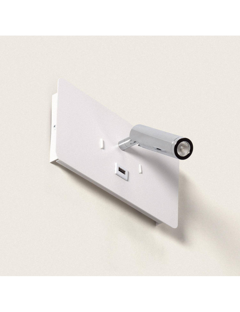 Lampe Murale LED 8W Métal avec Port USB Rossey Lampe Murale LED 8W Métal avec Port USB Rossey