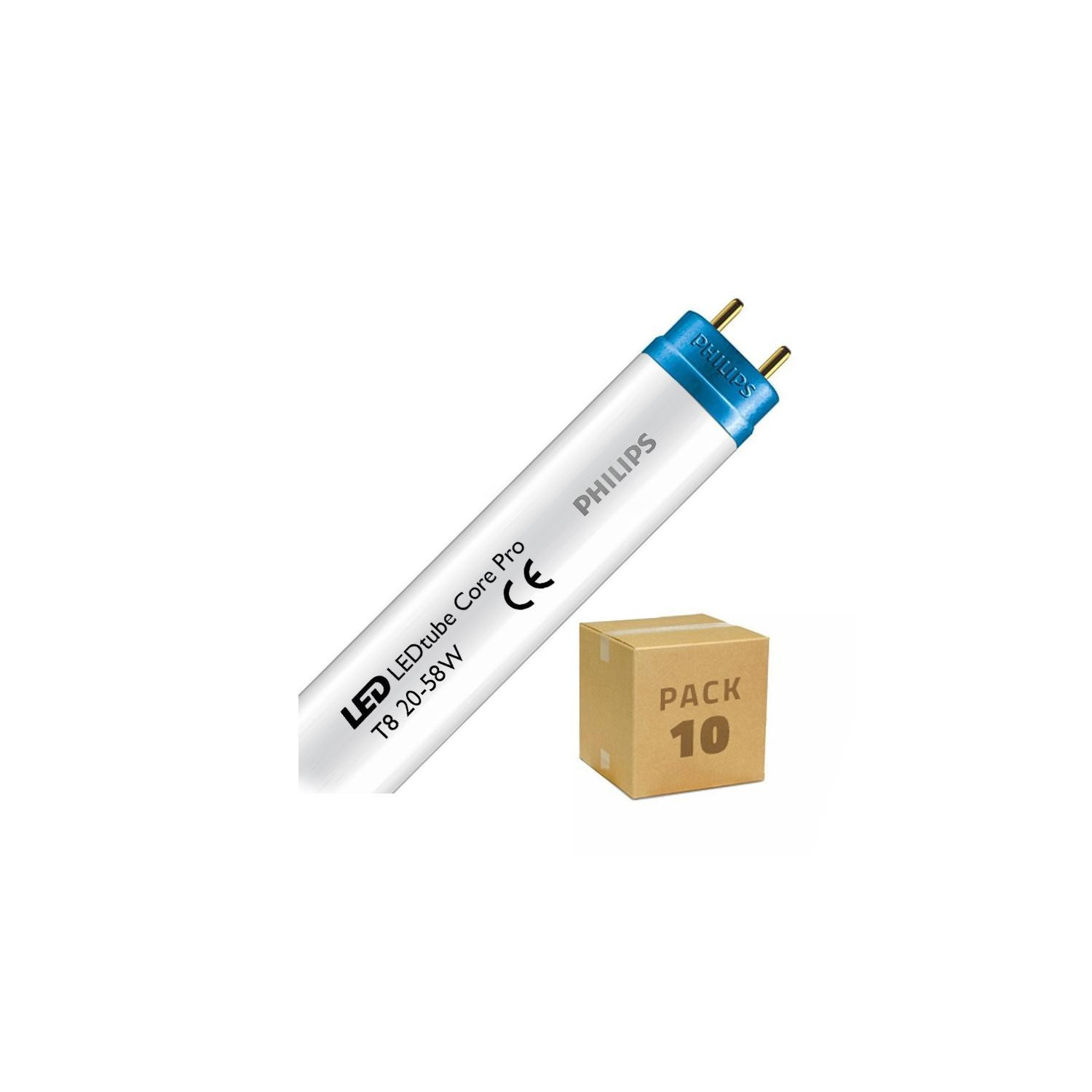 Lot de 10 Tubes LED PHILIPS 150cm T8 G13 20W 110lm/W CorePro Connexion Latérale Blanc froid 6500K