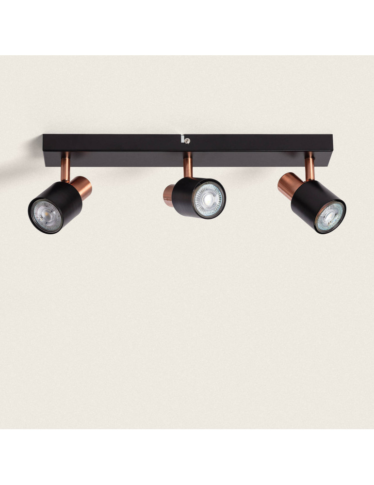 Applique Murale et de Plafond Orientable Métal 3 Spots Albus Black Rose Large