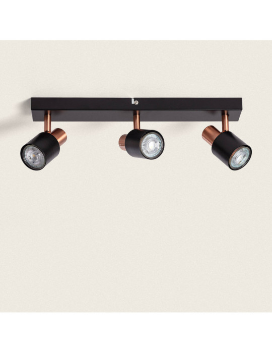 Applique Murale et de Plafond Orientable Métal 3 Spots Albus Black Rose Large