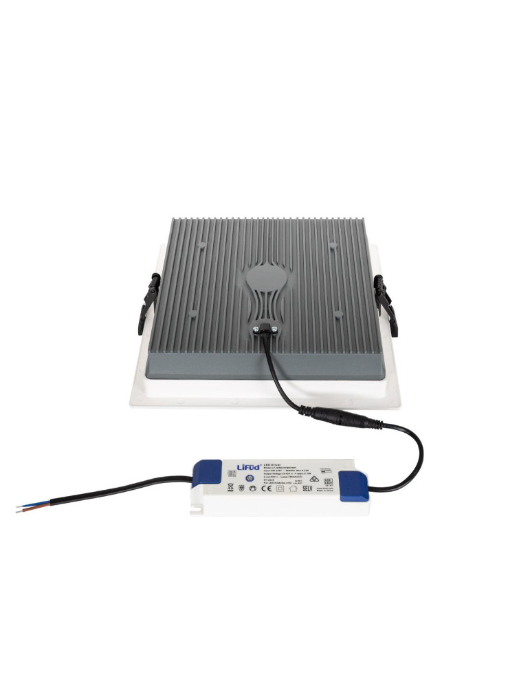 Downlight LED 25W Carré SAMSUNG Aero 130 lm/W Microprismatique LIFUD Coupe 165x165 mm