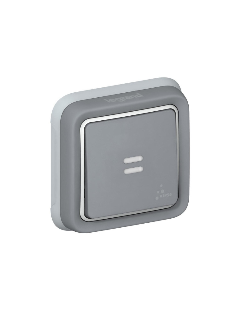 Bouton-Poussoir NO+NF Lumineux Monobloc Encastré Plexo LEGRAND 069821