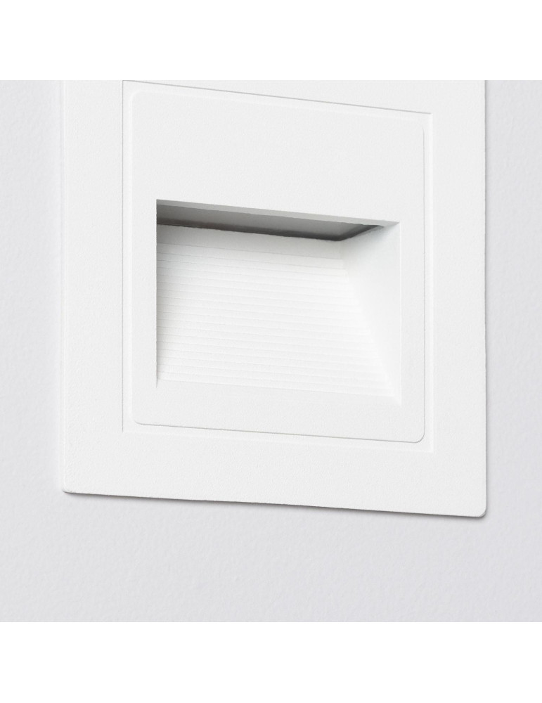 Balise LED Extérieure 3W Encastrable au Mur Carrée Wabi Blanche
