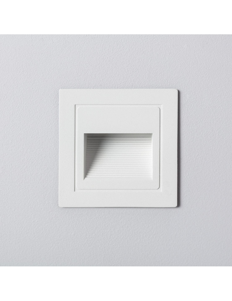 Balise LED Extérieure 3W Encastrable au Mur Carrée Wabi Blanche