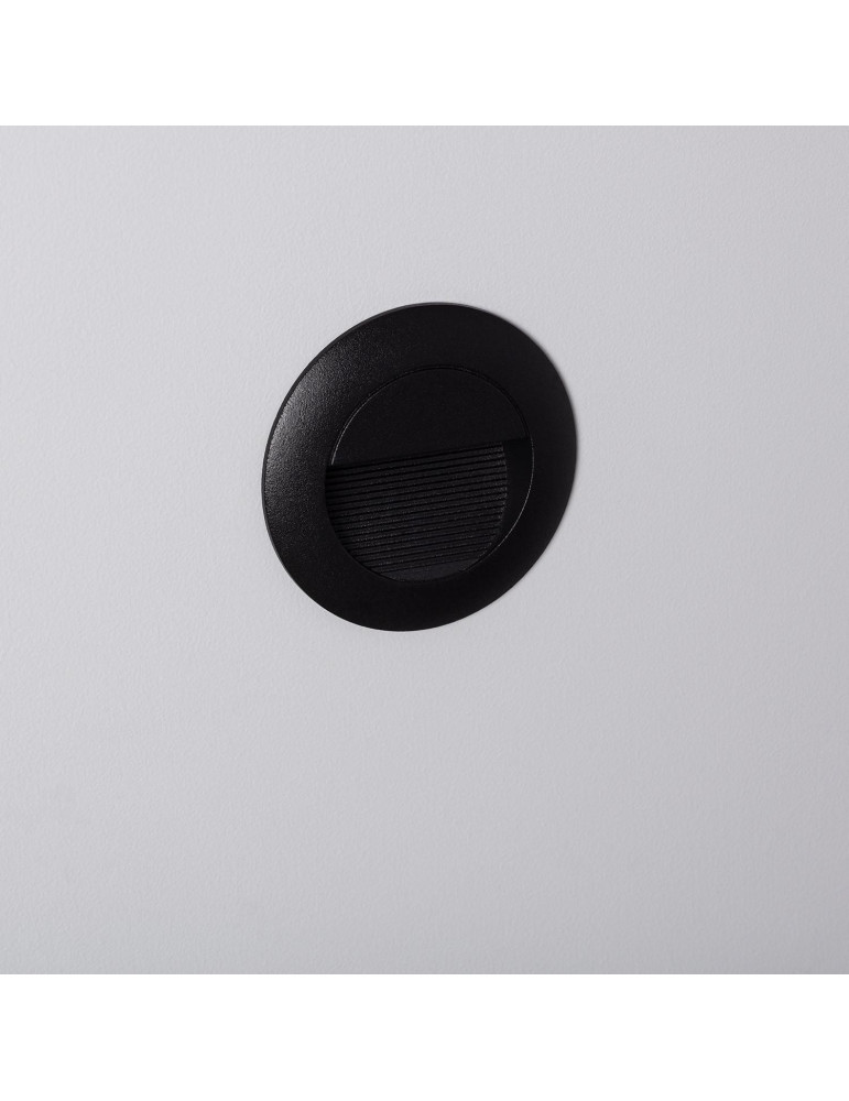 Balise LED Extérieure 3W Encastrable au Mur Ronde Wabi Noire Balise LED Extérieure 3W Encastrable au Mur Ronde Wabi Noire