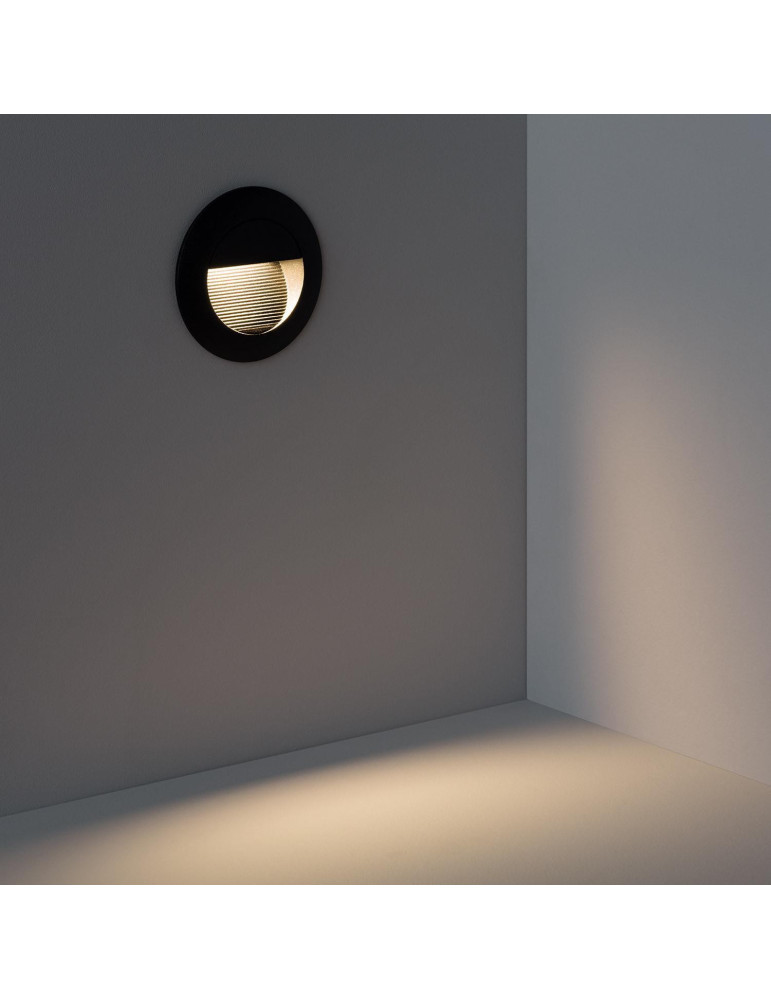 Balise LED Extérieure 3W Encastrable au Mur Ronde Wabi Noire