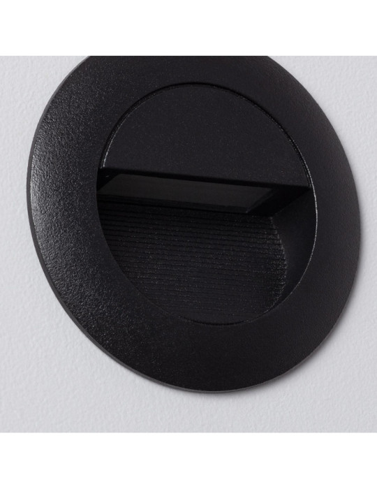 Balise LED Extérieure 3W Encastrable au Mur Ronde Wabi Noire