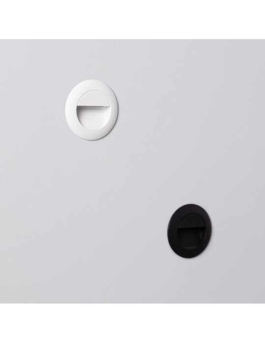 Balise LED Extérieure 3W Encastrable au Mur Ronde Wabi Noire