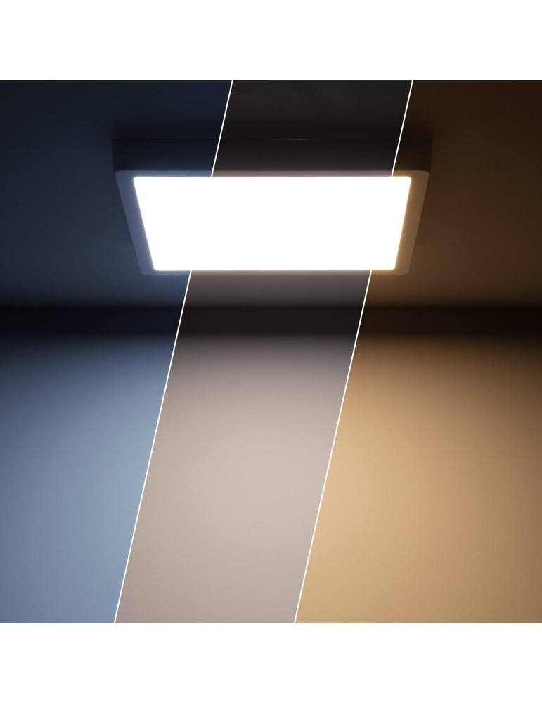 Plafonnier LED Carré 24W Extra-Plat CCT Sélectionnable 280x280 mm