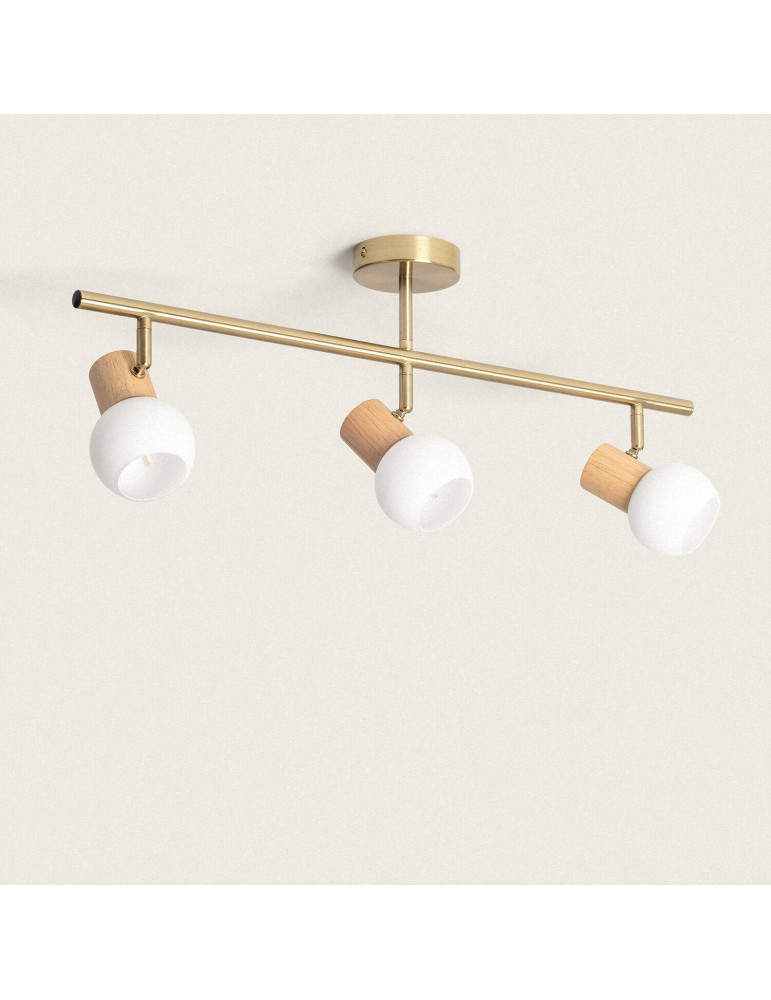 Plafonnier Métal et Verre Alan 3 Spots